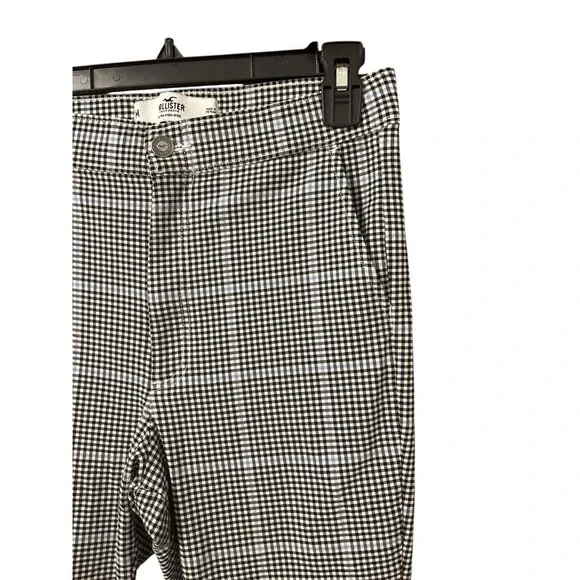 Hollister Womens Ultra High Rise Skinny Pants Plaid Black White Blue Medium - Picture 3 of 4